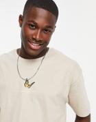 Good For Nothing Oversized T-shirt In Taupe With Small Butterfly Print-neutral