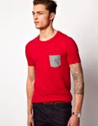 Asos T-shirt With Oxford Pocket - Red
