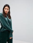 Blend She Velvet Long Sleeved Top - Green