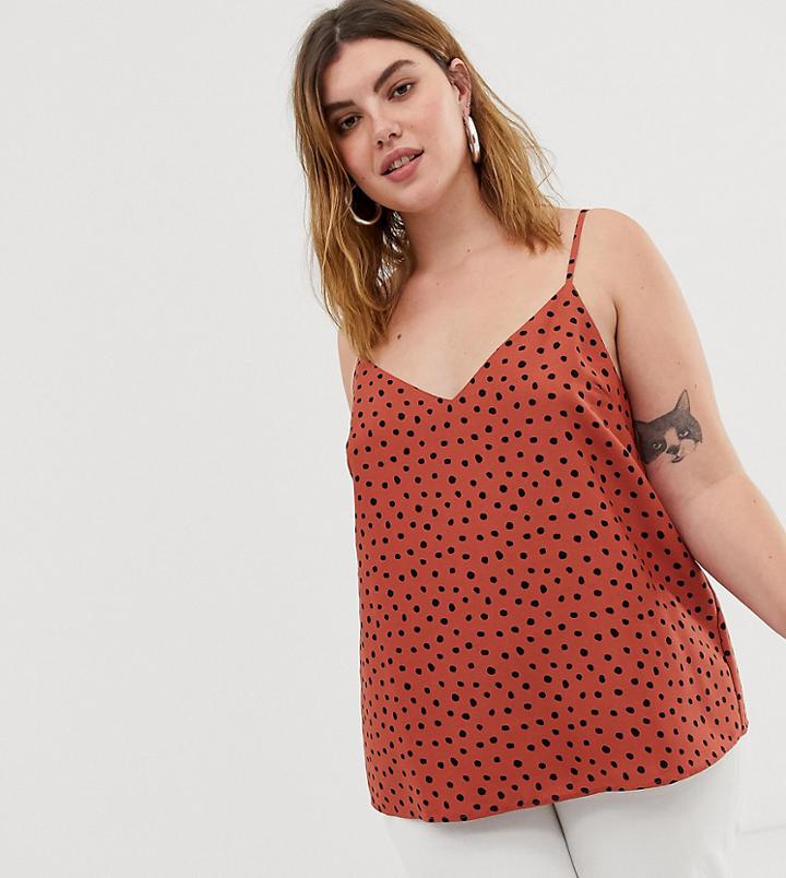 Asos Design Curve Printed Cami In Splodge Print - Multi