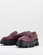 Truffle Collection Extreme Chunky Loafers In Burgundy-red