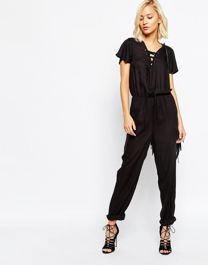 Vero Moda Tie Front Jumpsuit - Black