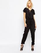 Vero Moda Tie Front Jumpsuit - Black