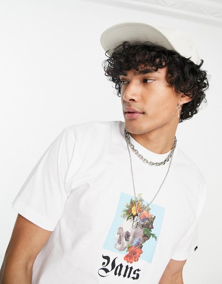 Vans Skull Chest Print T-shirt In White