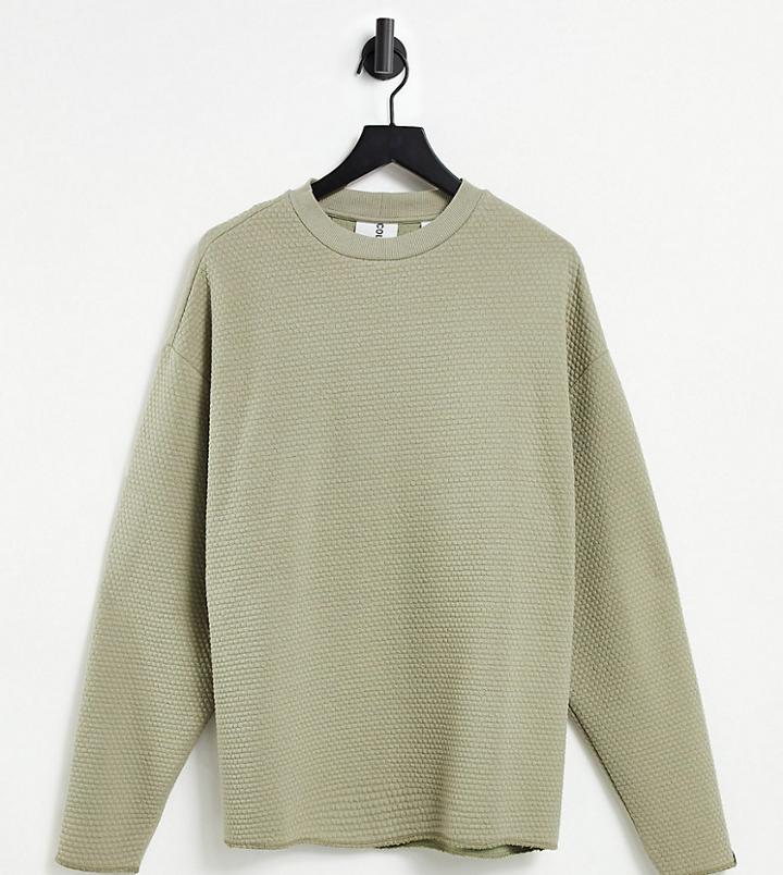 Collusion Unisex Oversized Sweatshirt In Honeycomb Waffle Fabric Set-neutral
