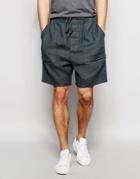 Asos Slim Shorts In Textured Fabric In Gray - Gray