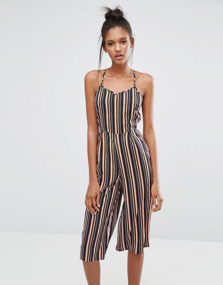 Influence Stripe Culotte Jumpsuit - Multi