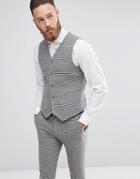 Asos Wedding Super Skinny Vest In Gray Houndstooth - Gray
