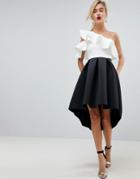 Asos One Shoulder Cold Shoulder Ruffle Dip Back Prom Dress - Multi