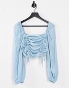 Urban Bliss Ruched Crop Top In Blue-blues