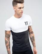 11 Degrees T-shirt With Cut & Sew Panels - Black