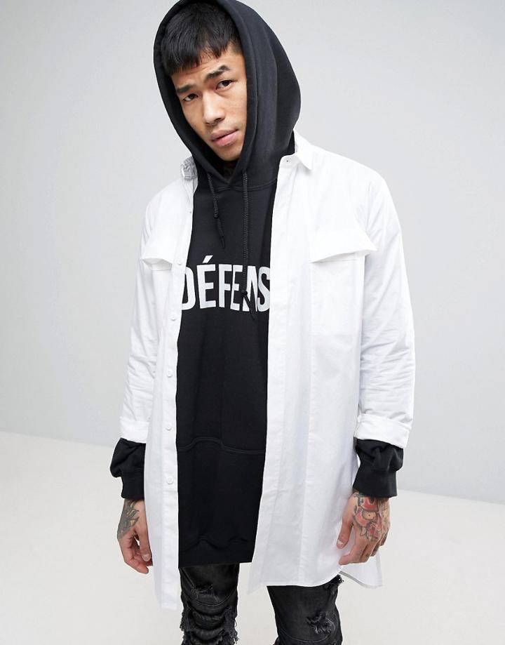 Asos Regular Fit Super Longline Shirt In White - White