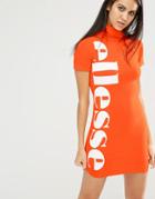 Ellesse High Neck Bodycon Dress With Side Logo - Orange