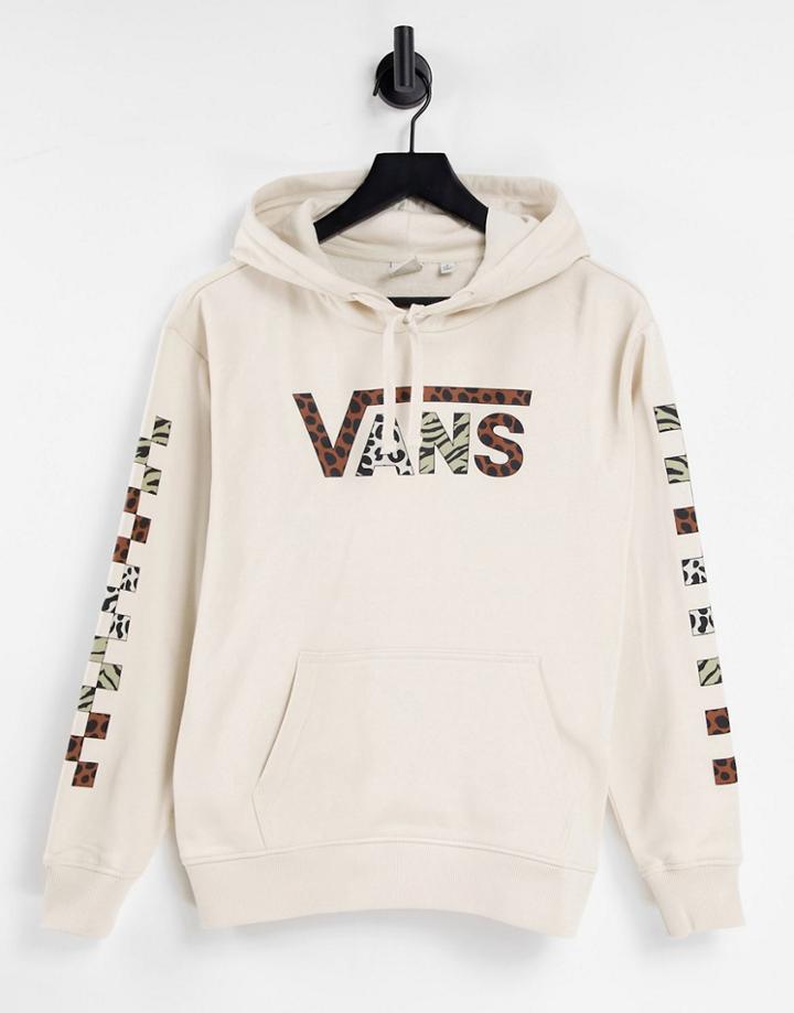 Vans Wyld Tangle Ii Checkerboard Sleeve Hoodie In Beige-neutral