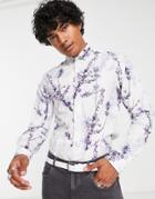 Twisted Tailor Lavadino Shirt In White With Floral Print
