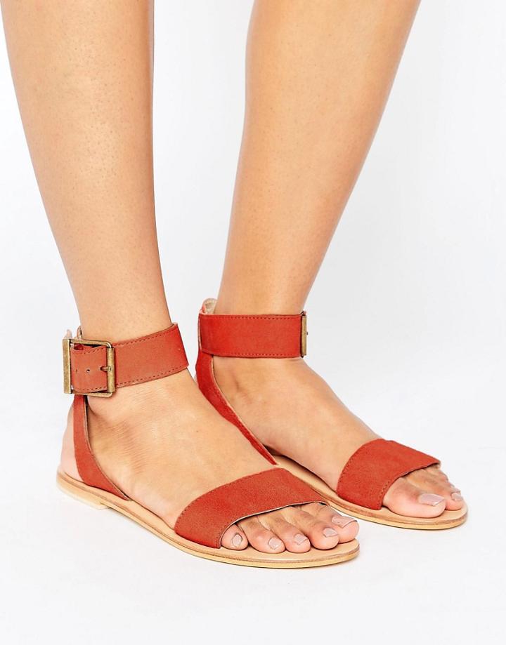 Asos Fleek Suede Two Part Sandals - Red