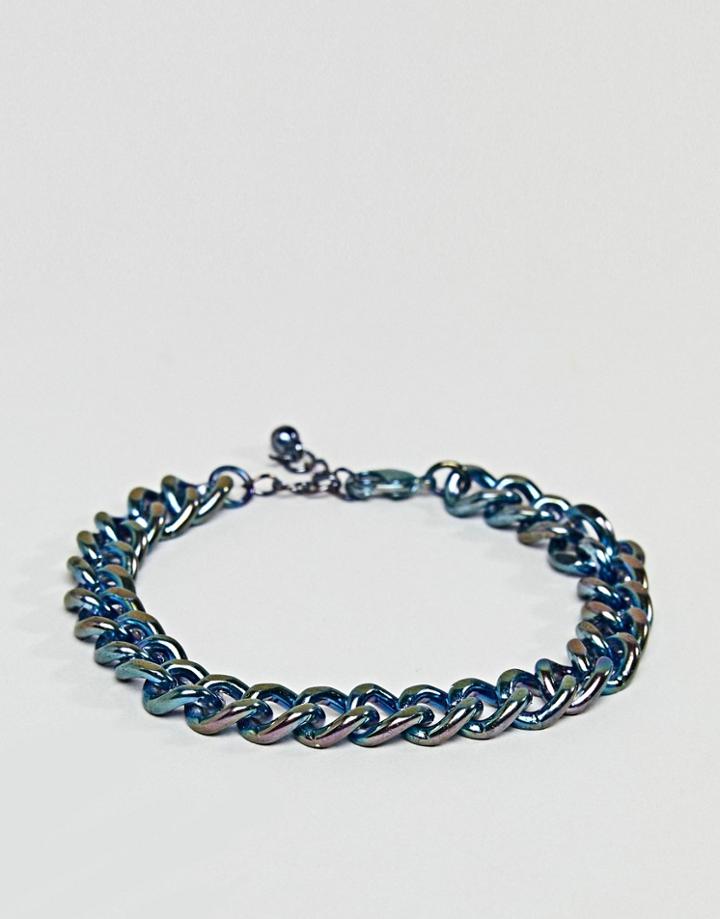 Asos Chunky Chain Bracelet In Iridescent Finish - Multi