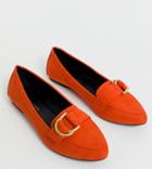New Look Wide Fit Loafer In Orange-red