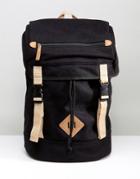 Asos Hiker Backpack In Black Melton With Contrast Trims - Black
