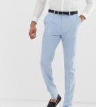Asos Design Tall Wedding Skinny Suit Pants In Blue Cross Hatch