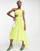 Topshop Knot Side Occasion Midi Dress In Yellow