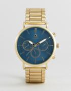 Asos Bracelet Watch In Brushed Gold With Dark Green Face - Gold