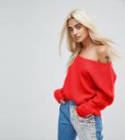 Noisy May Petite Slouchy Knitted Sweater - Red