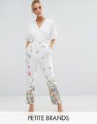 Uttam Boutique Petite Jumpsuit In Floral Print - White