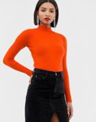 River Island High Neck Lightweight Sweater In Orange