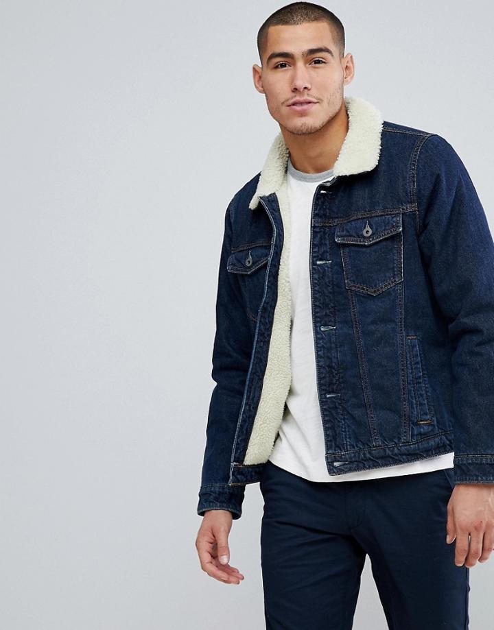 Abercrombie & Fitch Denim Jacket Fleece Lined In Denim - Blue