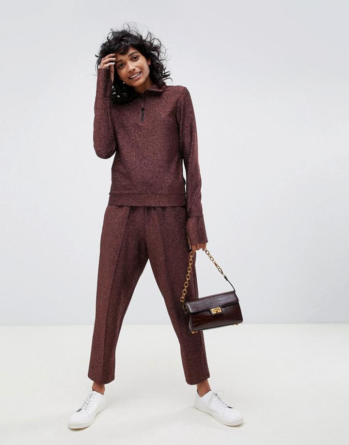 Asos White Sparkly Lurex Jogger Two-piece - Brown