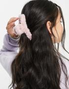 Asos Design Fur Hair Claw In Pink
