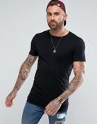 Asos Longline Muscle T-shirt With Crew Neck In Black - Black