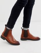Office Chunky Chelsea Boots In Brown Leather