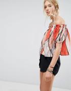 Deby Debo Shen Off Shoulder Printed Blouse - Red