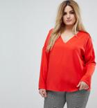 River Island Plus Lace Up Back Blouse - Red