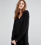 Asos Tall The New Forever T-shirt With Long Sleeves And Dip Back - Black