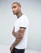 Asos T-shirt With Contrast Ringer - White