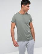 Asos Crew Neck T-shirt With Roll Sleeve In Green - Green