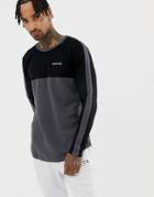 Nicce Long Sleeve T-shirt In Black With Side Stripe - Black