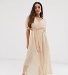 Only Petite Sheer Check Button Through Maxi Dress-white