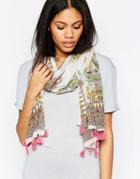 Yumi Lightweight Floral Paisley Print Scarf - Pink