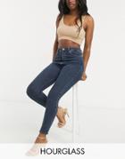 Asos Design High Rise 'lift And Contour' Skinny Jeans In Darkwash-blues