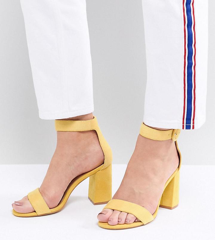 Raid Wide Fit Genna Yellow Block Heeled Sandals - Yellow