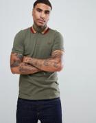 Fred Perry Bold Tipped Pique Polo In Light Khaki - Green