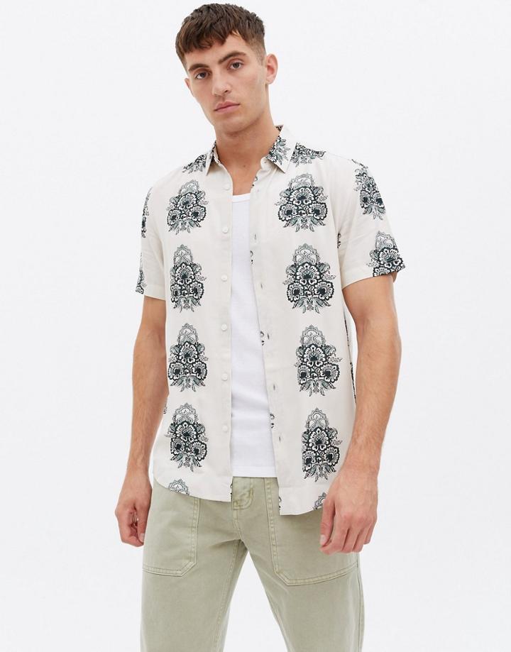 New Look Short Sleeve Shirt With Paisley Print In White