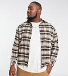 Le Breve Plus Long Sleeve Check Shirt In Beige-neutral