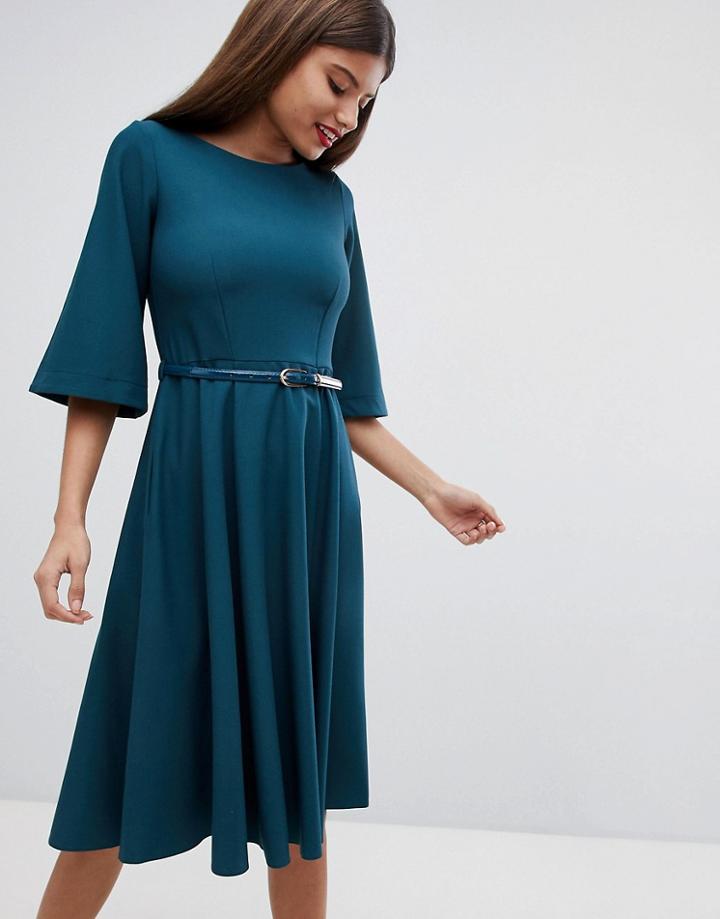 Closet London Belted Dress - Green