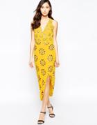 Virgo's Lounge Daria Embellished Asymmetric Dress - Yellow