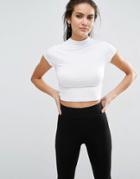 Asos The Ultimate Super Crop Top With Cap Sleeves - White